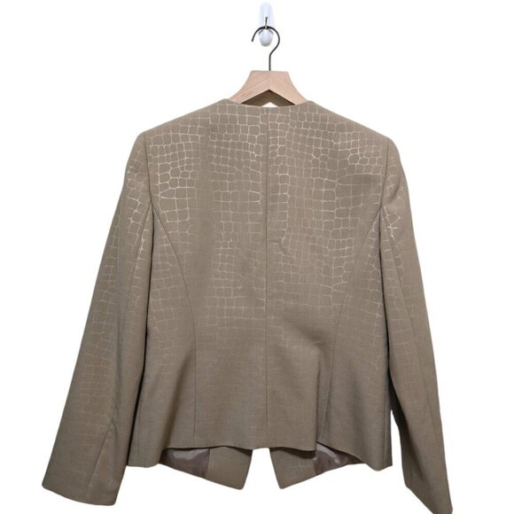 Preston & York Tan Tortoise Print Collarless Blazer Sz 10 - Picture 6 of 9